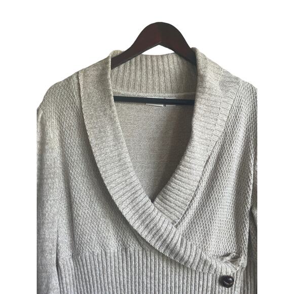 Cato Sweater Women 18/20 Oatmeal Surplice Neck Decorative Buttons Office Minimal - Picture 13 of 14